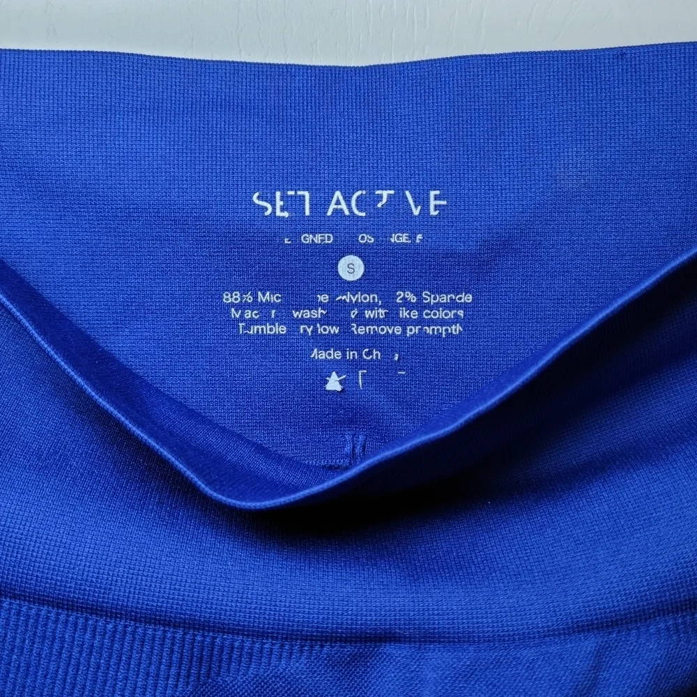 Set Active High Waisted Seamless Blue Leggings | SET Active Leggings | Small